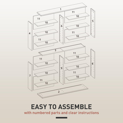 16-Compartment Media Shelf - Nature Wood Finish