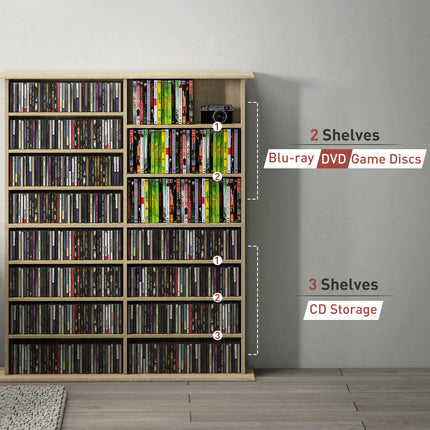 16-Compartment Media Shelf - Nature Wood Finish