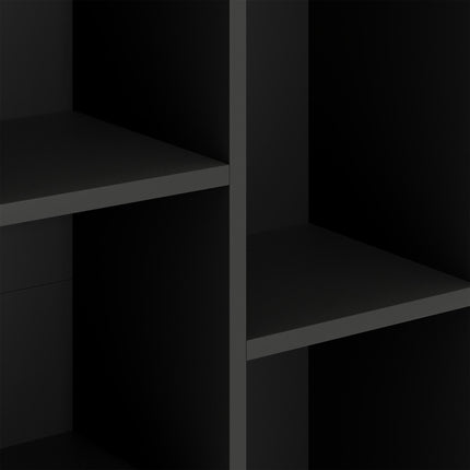 2-Tier 5-Compartment Bookshelf with Adjustable Orientation - Black