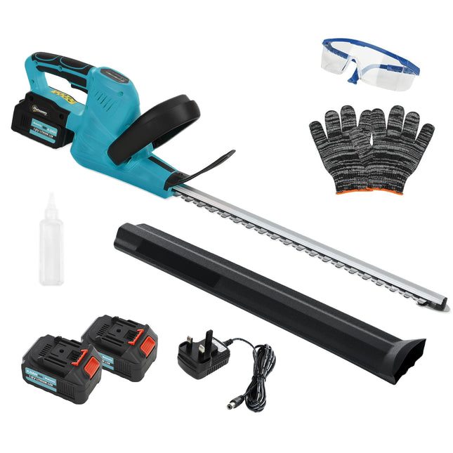 20" Cordless Hedge Trimmer, 18V Electric Hedge Cutter with 51cm Dual Action Blade, 2 x 4000mAh Batteries and Brushless Motor for Garden Branches, Shrubs, Twigs, Blue