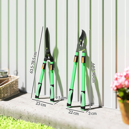 2 Pcs Garden Shears Set, Tree Lopper, Hedge Shears with Telescopic Extendable Ha