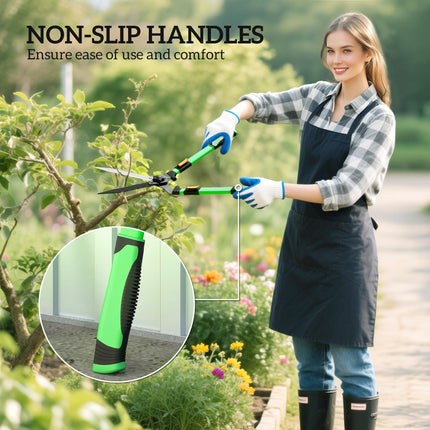 2 Pcs Garden Shears Set, Tree Lopper, Hedge Shears with Telescopic Extendable Ha