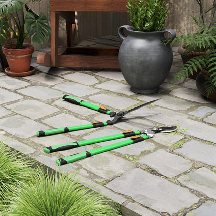 2 Pcs Garden Shears Set, Tree Lopper, Hedge Shears with Telescopic Extendable Ha