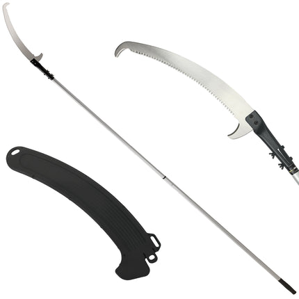 Manual Pole Saw, 1.8-2.9 m Extendable Tree Pruner, Tree Lopper Long Reach Telescopic with Extendable Handle & 40 cm Saw for Tree Trimming