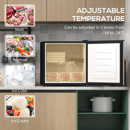 35L Mini Freezer with Adjustable -24℃ to -14℃ Temperature Control - Silver Tone
