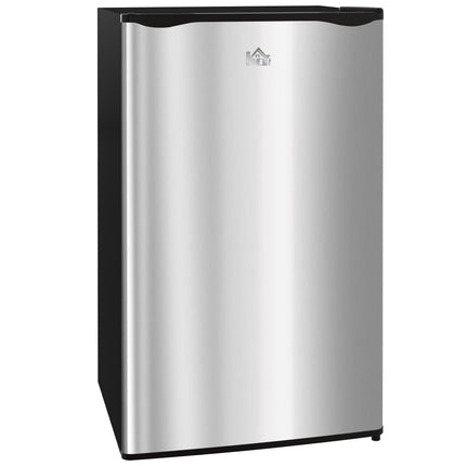 Under Counter Fridge, 91L Small Fridge with Chiller Box, Removable Shelf, Reversible Door, Adjustable Legs, Mini Refrigerator, Silver Tone
