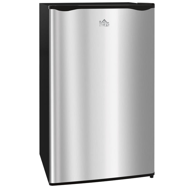 Under Counter Fridge, 91L Small Fridge with Chiller Box, Removable Shelf, Reversible Door, Adjustable Legs, Mini Refrigerator, Silver Tone
