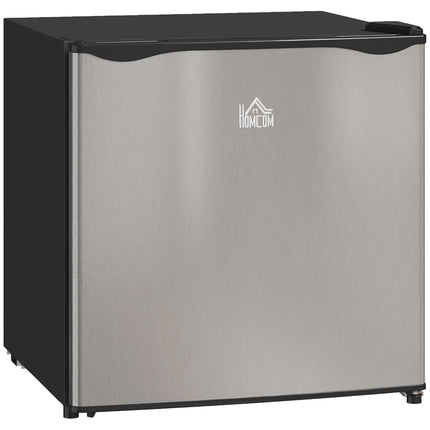 46 Litre Table Top Mini Fridge with Ice Box, Reversible Door & Adjustable Temperature - Silver Tone