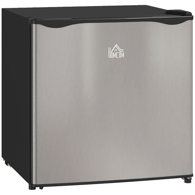 46 Litre Table Top Mini Fridge with Ice Box, Reversible Door & Adjustable Temperature - Silver Tone