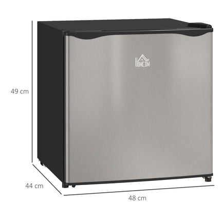 46 Litre Table Top Mini Fridge with Ice Box, Reversible Door & Adjustable Temperature - Silver Tone