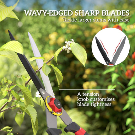 Garden Shears, 63.5 cm Heavy Duty Hedge Shears with Razor-Sharp Blades, Comfort