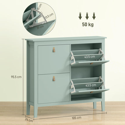 Modern Four-Drawer Shoe Cabinet - Green