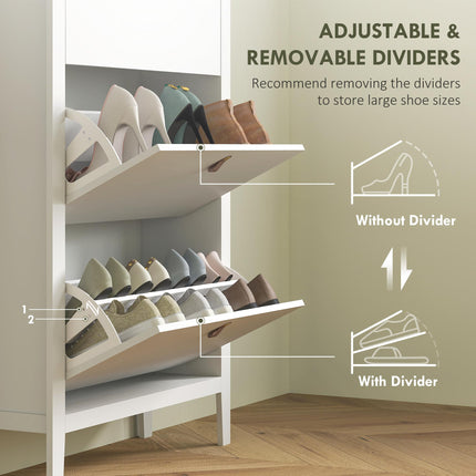 Modern Three-Drawer Shoe Cabinet - White
