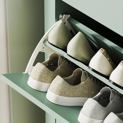 Modern Two-Drawer Shoe Cabinet - Green