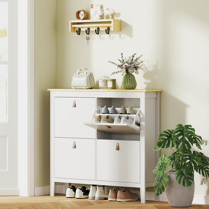Modern Four-Drawer Shoe Cabinet - White