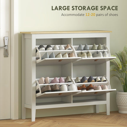 Modern Four-Drawer Shoe Cabinet - White