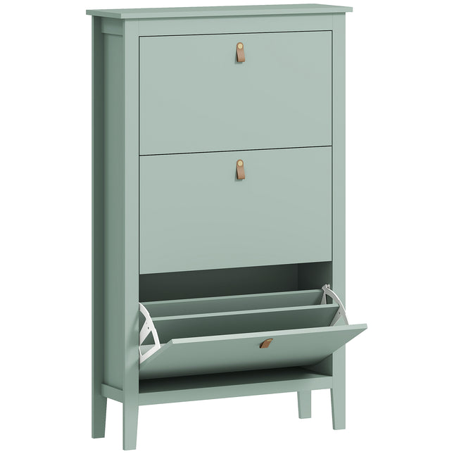 Modern Three-Drawer Shoe Cabinet - Green