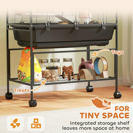 5 Tier Large Hamster Cage on Wheels with 17 cm Deep Tray, Storage Shelf for Syrian, Gerbil, Rats