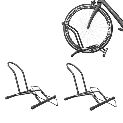 Set of 2 Portable Steel Bike Floor Stands for 16-29 Inch Bikes - Black