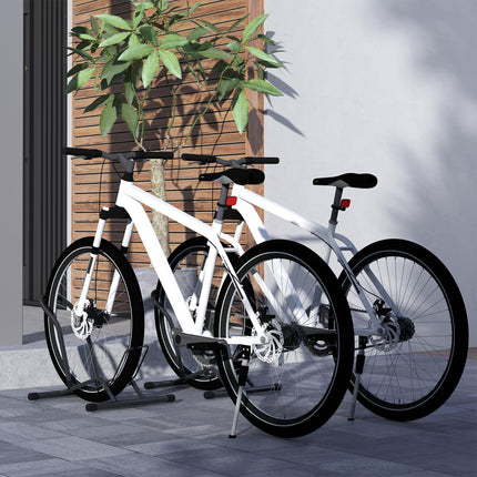 Set of 2 Portable Steel Bike Floor Stands for 16-29 Inch Bikes - Black