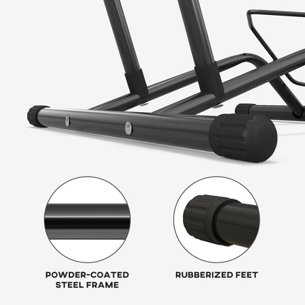 Set of 2 Portable Steel Bike Floor Stands for 16-29 Inch Bikes - Black