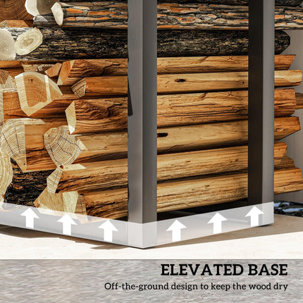 Firewood Log Rack Set of 2, Retractable Metal Wood Store Holder, Indoor Outdoor