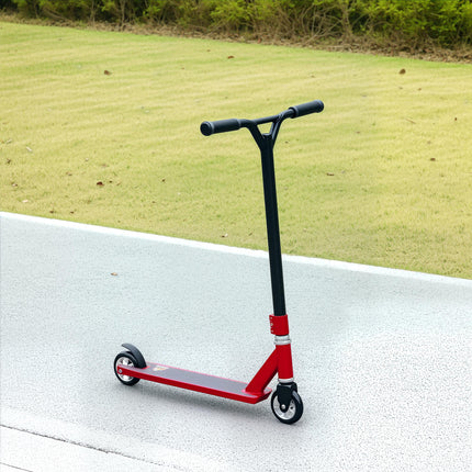 Stunt Scooter, 360° Entry Level Tricks Scooter w/ Lightweight Aluminium Deck and ABEC 7 Bearing, For Age 14+ Beginners, Red