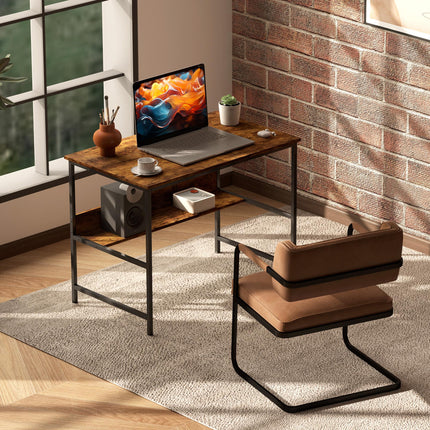2-Tier Computer Desk, 100 x 60 cm, Rustic Brown