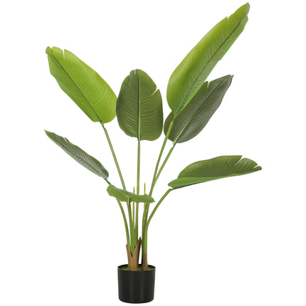 109cm Artificial Bird of Paradise Plant, Faux Banana Leaf Tree with PEVA Leaves
