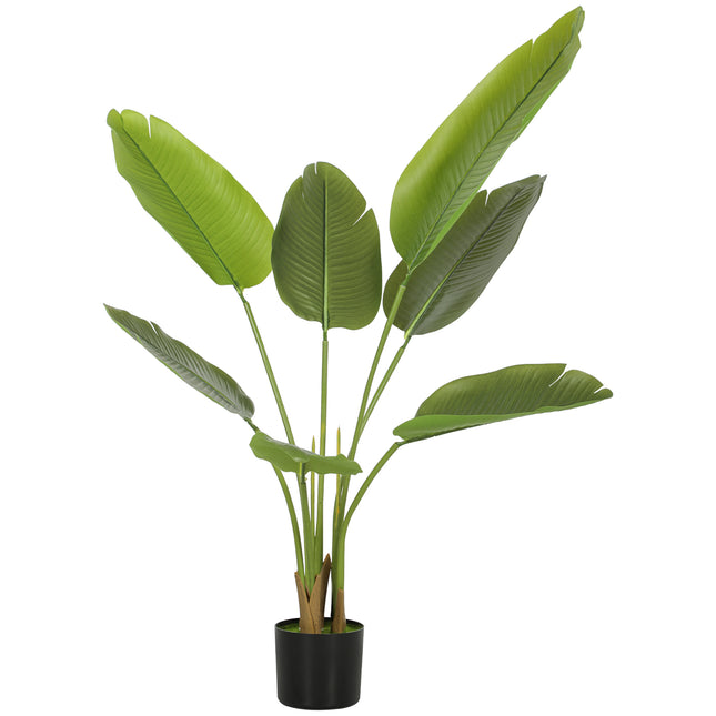 109cm Artificial Bird of Paradise Plant, Faux Banana Leaf Tree with PEVA Leaves