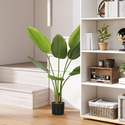 109cm Artificial Bird of Paradise Plant, Faux Banana Leaf Tree with PEVA Leaves