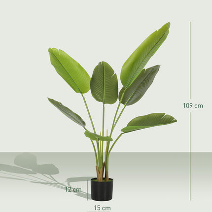 109cm Artificial Bird of Paradise Plant, Faux Banana Leaf Tree with PEVA Leaves