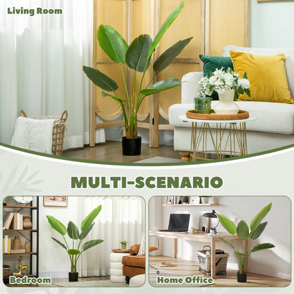 109cm Artificial Bird of Paradise Plant, Faux Banana Leaf Tree with PEVA Leaves