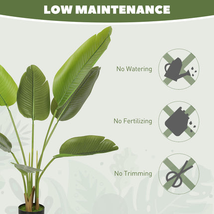 109cm Artificial Bird of Paradise Plant, Faux Banana Leaf Tree with PEVA Leaves