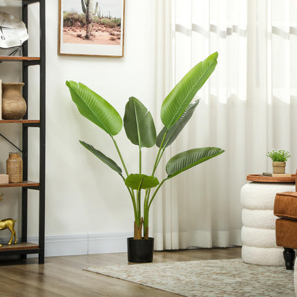 109cm Artificial Bird of Paradise Plant, Faux Banana Leaf Tree with PEVA Leaves