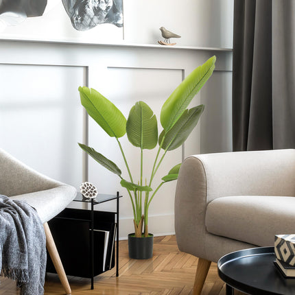 109cm Artificial Bird of Paradise Plant, Faux Banana Leaf Tree with PEVA Leaves