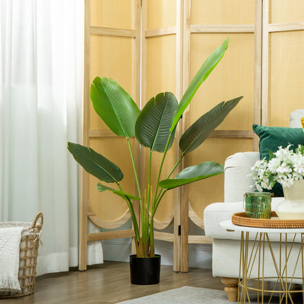 109cm Artificial Bird of Paradise Plant, Faux Banana Leaf Tree with PEVA Leaves