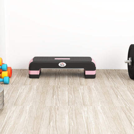 Aerobic Step with 3-Level Adjustable Heights for Home, Office Exercise, Black and Pink