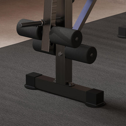 Adjustable Weight Bench with Leg Extension, Barbell Rack, Preacher Curl Pad, Butterfly, Multi-Function Home Gym Bench for Strength Training, Blue