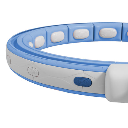 Smart Weighted Hula Hoop, Massage Hula Ring w/ 16 Detachable Knots, 360° Auto-Rotating Ball, Digital Counter Light Blue