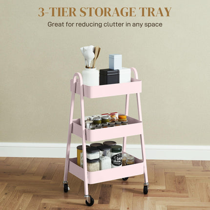 Three-Tier Storage Trolley - Pink