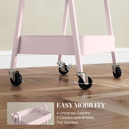 Three-Tier Storage Trolley - Pink