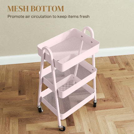 Three-Tier Storage Trolley - Pink