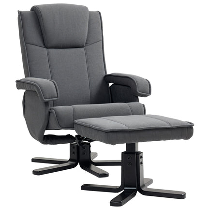Swivel Recliner Chair with Footstool - Charcoal Grey Velvet