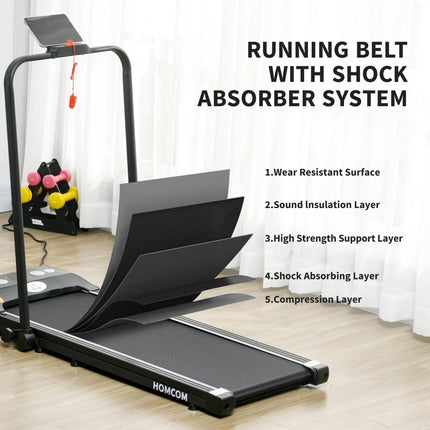 Foldable Walking Treadmill, with LED Display and Wheels, for Home, Office, Gym, Blue