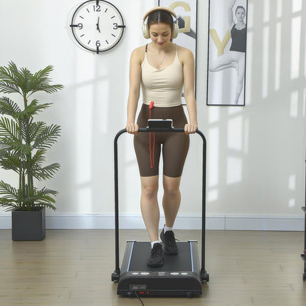 Foldable Walking Treadmill, with LED Display and Wheels, for Home, Office, Gym, Blue