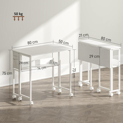 80 cm Drop Leaf Writing Work Desk - White