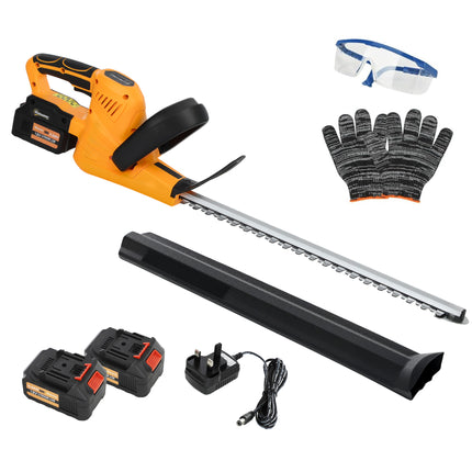 20" Cordless Hedge Trimmer, 18V Electric Hedge Cutter with 51cm Dual Action Blade, 2 x 4000mAh Batteries and Brushless Motor for Garden Branches, Shrubs, Twigs, Orange