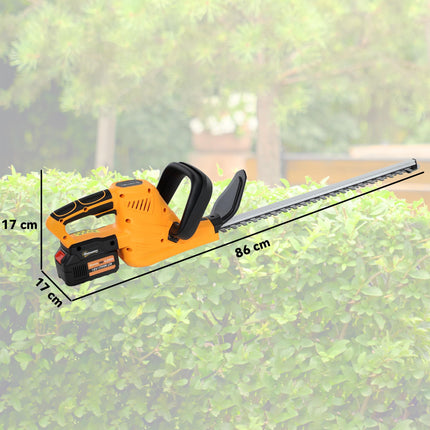 20" Cordless Hedge Trimmer, 18V Electric Hedge Cutter with 51cm Dual Action Blade, 2 x 4000mAh Batteries and Brushless Motor for Garden Branches, Shrubs, Twigs, Orange