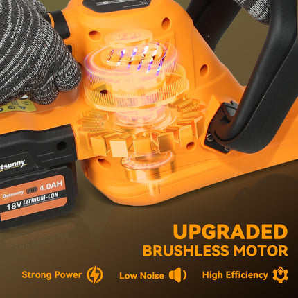 20" Cordless Hedge Trimmer, 18V Electric Hedge Cutter with 51cm Dual Action Blade, 2 x 4000mAh Batteries and Brushless Motor for Garden Branches, Shrubs, Twigs, Orange
